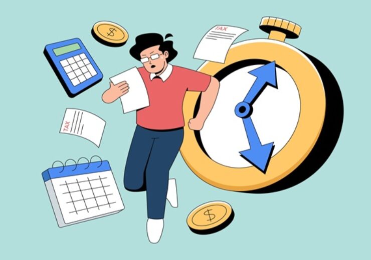 A,Person,Racing,Against,The,Clock,,Amidst,Financial,Documents,,Coins,