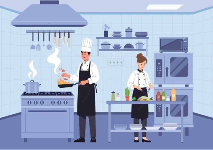 Professional,Chefs,Cooking,Together,In,Restaurant,Kitchen,Illustration